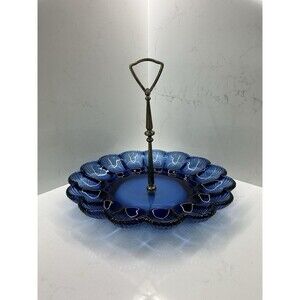 Vintage Indiana Glass Hobnail Deviled Egg Plate in Cobalt Blue “Tiara Exclusive”
